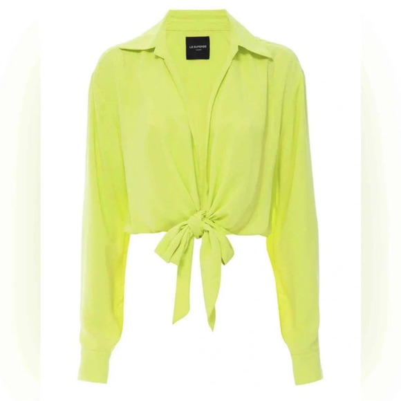 Le Superbe - Lime Tie Front Blouse Top - NWT XS - Picture 1 of 7